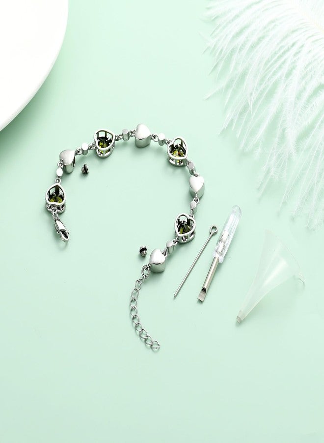 Yinplsmemory Heart Urn Bracelet for Ashes for Women Mom Memorial Ashes Keepsake Cremation Jewelry Cremation Bracelet for Loved One (Green) - Image 5